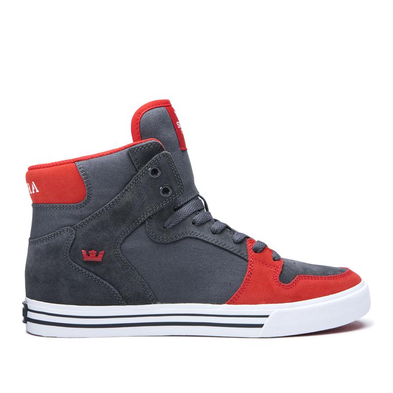 Zapatillas Altas Supra Argentina Mujer - VAIDER Gris Oscuro / Rojas (YLEPB-8614)